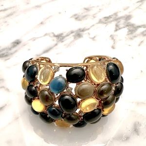 Kate Spade 14k gold plated Blue/Grey/Yellow Cuff Bracelet